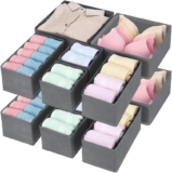 12 Pack Drawer Organisers Foldable Storage Box Fabric Drawer Dividers Closet Wardrobe Cubes for Clothing Bras Socks Underwear Ties Scarves Towels (Grey)
