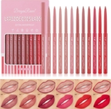 12 Pcs Lip Liner Combo, Matte Lip Liner Pencil Lipstick Set long-lasting Wear and Waterproof, Non-Stick Cup, High Pigmented Smooth Texture Natural Lip Pen Makeup Gift