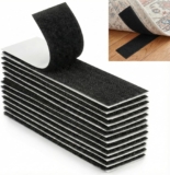 12 Pcs Rug Gripper for Carpeted Floor, Reusable Carpet Stickers for Rugs Stop Rugs Moving on, Double Sided Anti Slip & Anti Curling Rug Stickers for Hardwood, Laminate, Marble & Tile Floors (310cm)