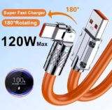 120w 6A Fast Charge Usb Type C Data Cable 180 Degree Rotating Gaming Elbow Cable For Xiaomi Mobile Phones. Sold by Factory Qianyang Store