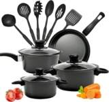 13-Piece Non-Stick Cookware Set with Glass Lids – Durable Iron Pots and Pans – Please Confirm the Size Before Ordering.