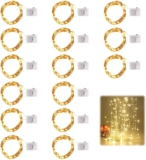 15 Pieces 2m 20 LED Copper Wire Fairy Lights, Battery Operated String Bottle Lights for Indoor & Outdoor Lighting, Bedroom, Wedding & Party Decorations