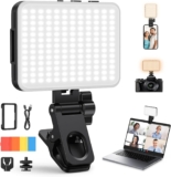 156 LED Selfie Light, 2000mAh Rechargeable Portable 3 Modes with Clip and Camera Tripod Adapter for Laptop/Phone/Vlog/TikTok/Makeup