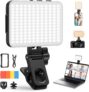 156 LED Selfie Light, 2000mAh Rechargeable Portable 3 Modes with Clip and Camera Tripod Adapter for Laptop/Phone/Vlog/TikTok/Makeup