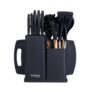17-Piece Black Kitchen Utensil and Knife Set by Nuovva