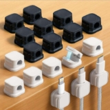18 Pack Magnetic Cord Organizer, Effortless Cord Management, Computer Cable Organizer (9 White / 9 Black) Sold By Amazon Haul Global