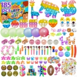 185pcs Pop Fidget Toys Party Favours,Party Bag Fillers for Kids Prize Box Toys Assortment Toys Classroom Prizes Rewards,Goodie Loot Bag Fillers,Toy Bulk Party Bag Fillers for Kids