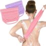 2 Pack Exfoliating Back Scrubber for Shower, Nylon Wash Scrubber Cloth with Handles, Body Scrubber Towel for Deep Cleansing and Removing Dead Skin (Includes Pink & Purple)