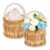 2-Pack Flower Girl Basket with Pearl Handle, Wicker Rattan