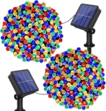 2 Pack Solar Fairy Lights Outdoor Garden, 2 x 12M 120LED String Lights Solar Powered Waterproof 8 Modes Multicolor Decorative Lights for Christmas Fence Tree Party Patio