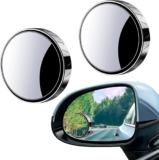 2 Pcs Blind Spot Auxiliary Mirrors 360 Rotate Sway Adjustable Convex Mirrors Suction Cup Car Rearview Round Mirror HD Glass Wide Angle Blindspot Mirror for Universal Cars Traffic Safety (Silver)