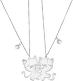 2 Piece Cat Friendship Necklace, Cat Pendant Best Friend Necklace for 2 Girls, Matching BFF Heart Pendants for Friends, Ideal Friendship Jewelry Gift for Girls, Women, Sisters