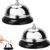 2 Pieces Chrome Finish Desk Bells, 8.5x7cm Stainless Steel Desktop Service Calling Bell with Non-Slip Base, Crisp and Clear Sound Bell Attention Counter Call Ringer for Hotels, Schools, Restaurants