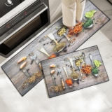 2 Pieces Non-Slip Kitchen Mat and Rug Set, Washable Hallway Runner, for Dining Room, Entryway and Door, 43×75 43×120 cm