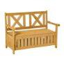 2-Seater Wood Garden Storage Bench for Patio and Porch