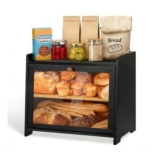 2-Tier Bamboo Bread Box with Glass Window (Black)