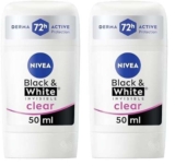 2 pack NIVEA Black & White Invisible Anti-Perspirant Stick (50ml), 72hr Anti-Sweat Deodorant Stick for Women, £2.83 s&s