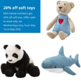 20% off Soft Toys eg. FABLER BJÖRN Soft Toy 21cm £1.20 / KRAMIG Soft Toy £2.40 / BLÅHAJ Baby Shark 55cm £4 (IKEA Family Members)