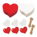 200 Blank Heart-Shaped Gift Tags with String, Red and White