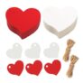 200 Blank Heart-Shaped Gift Tags with String, Red and White