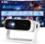 2026 New Smart Projector Built-in Apps, Android 14, Native 1080P 4K Supported WiFi 6 Bluetooth 5.2, 20000 Lumens, Low Fan Noise (30dB), Home Cinema Projector for iOS/Switch /PS5