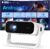 2026 New Smart Projector Built-in Apps, Android 14, Native 1080P 4K Supported WiFi 6 Bluetooth 5.2, 20000 Lumens, Low Fan Noise (30dB), Home Cinema Projector for iOS/Switch /PS5