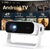 2026 New Smart Projector Built-in Apps, Android 14, Native 1080P 4K Supported WiFi 6 Bluetooth 5.2, 30000 Lumens, Low Fan Noise (30dB), Home Cinema Projector for iOS/Switch /PS5