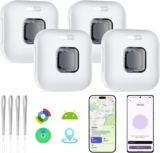 2026 Upgrade Certified by Apple & Google Air Tracker Tags-4 Pack (White), Hoxe Bluetooth 5.3 Tracker Smart Tag Compatible with Apple Find My & Android Find Hub for Keys, Bag, Luggage, Cars and More