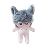 20cm Plush Grey Humanoid Doll with Wearable Clothing