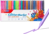 24 Colour Chisel Tip Vibrant Sparkly Markers Set, Water-Based Art Glitter Markers for Beginners, Crafts & Creative Designs