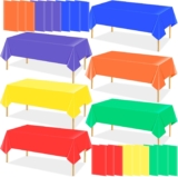 24 Pack Pastel Plastic Tablecloths 270 x 140 cm, Waterproof Rectangle Table Covers Bulk Colourful Table Cloth for Kids Birthday Party, Baby Shower, Weddings, Christmas, Easter (Bright colors)