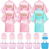 24 Pcs Kids Spa Party Supplies for Girls 6 Spa Party Robes 6 Tote Bags 6 Headbands 6 Eye Masks – Fits height 110120 cm