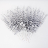 24pcs Glitter Eucalyptus Leaves Stems,13.8In Christmas Eucalyptus Branches Plants for Wedding Xmas Tree Holiday Winter Home Fireplace Decor (Sliver)