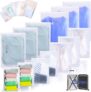 25 Pcs Travel Storage Bags, Zip-Lock Travel Organisers Packing Cubes, Luggage Space Saver for Clothes, Shoes, Cosmetics (5 Size Mixing)