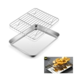 26×20.5×2.5cm Baking Tray with Rack, Stainless Steel Non-Stick