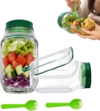 2Pcs Salad Pod Container with Forks, Vertical Layering Salads Pod with Leakproof Dressing Case Built-in Bowl Design Salad Jar with Side Opening Salads Containers for Lunch Office Picnic