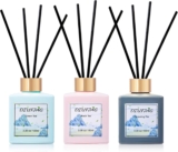 3 100ml Scent Diffusers with 24 Black Fiber Sticks,Green Tea Black Tea Darjeeling Tea Reed Diffusers for Room Decoration,Last Up 90 Days