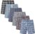 3 & 6 Mens Woven Boxer Briefs Shorts Cotton Rich Button Fly Comfort Waistband Loose Fit Breathable Men Multipack Woven Plaid Underwear Trunks
