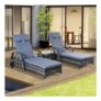 3 PCS Rattan Lounger Recliner Bed Garden Furniture Set Side Table