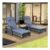 3 PCS Rattan Lounger Recliner Bed Garden Furniture Set Side Table