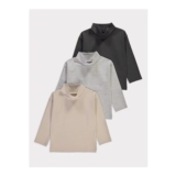 3 Pack Charcoal Roll Neck Long Sleeve Tops