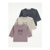 3-Pack Embroidered Bear Long Sleeve Tops