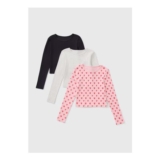 3 Pack Girls Multicoloured Long Sleeve Tops (7-15yrs)