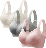 3 Pack Seamless Bra for Women UK Non Wired Scalloped Trim with Soft Support Full Coverage with Removable Pads Push Up Breathable Leisure Comfort Everyday Bra