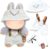 3 Pcs Doll Clothes for 17cm Plush Dolls, Include 1 Leggings 1 Fisherman Hat 1 Coffee Cup Pendant 1 Glasses for Dolls Premium Outfit, Birthday Present for Adults KidsNo DollWhite