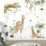3 Piece Set Spring Forest Animals Wall Stickers, Leopard Giraffe Monkey Peel and Stick Animal Wall Art Decals for Baby Nursery, Kids Bedroom, Living Room