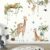 3 Piece Set Spring Forest Animals Wall Stickers, Leopard Giraffe Monkey Peel and Stick Animal Wall Art Decals for Baby Nursery, Kids Bedroom, Living Room