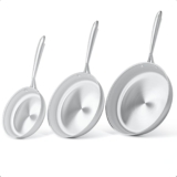 3-Piece pan Set 202630 cm, Stainless Steel pan, uncoated, Durable, Stainless Steel Handles, Suitable for All Types of cookers, Dishwasher-Safe