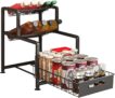 3 Tier Free Standing Spice Rack, Multi-functional Adjustable Kitchen Supplies Organizer, Black Metal Pull Out Seasoning Rack with Non-Slip Base for Kitchken Cupboard Cabinet Countertop