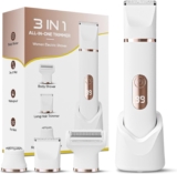 3-in-1 Bikini Trimmer for Women, Electric Lady Shaver with Safe Ceramic Blades, IPX7 Waterproof Pubic Hair Remover, 90 Mins Cordless Use, Razors Women for Face Lip Underarm Legs Body